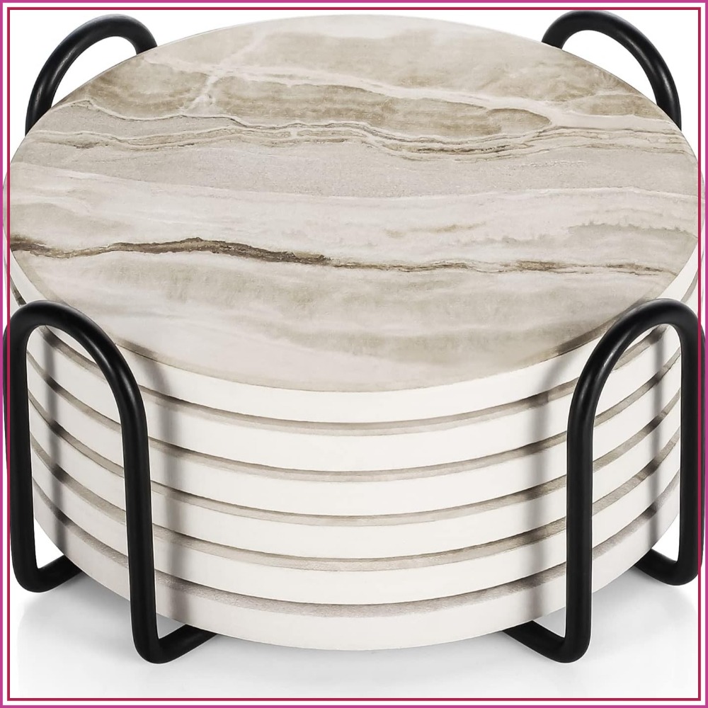 Home Decor Free Images - Absorbent Ceramic Coasters Set of 6