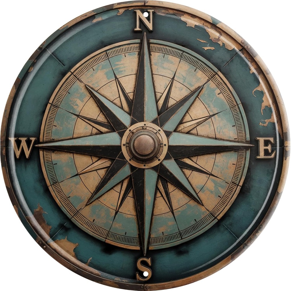 Home Decor Nautical - Boho Nautical Compass Funny Rustic Metal
