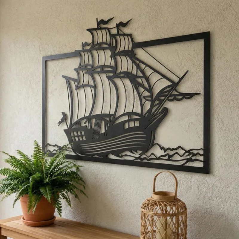 Home Decor Nautical - Metal Sailboat Wall Art, Coastal Nautical
