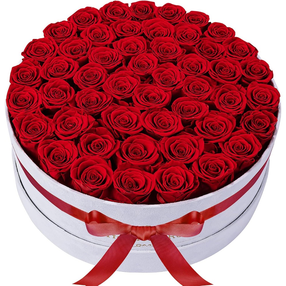50 Velvet Box Roses, Preserved - Home Decor Tulip review and price