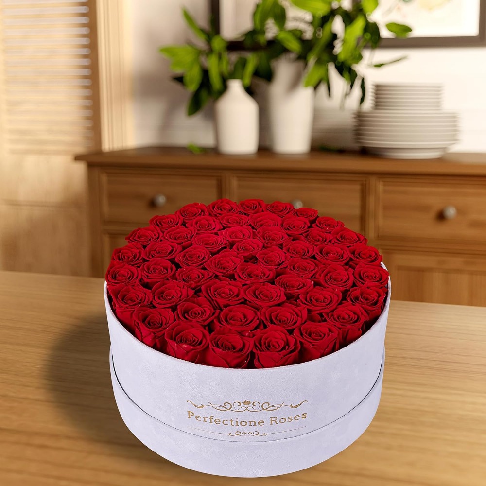 50 Velvet Box Roses, Preserved - Home Decor Tulip review and price