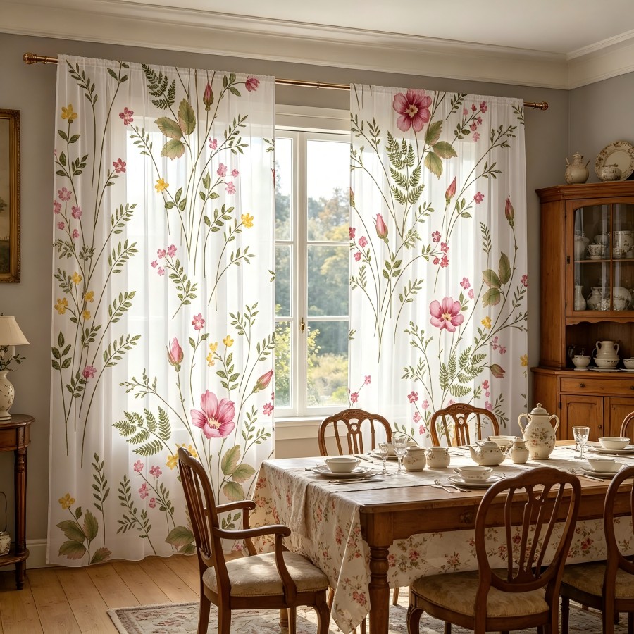 2PCS Digital Print Sheer Curta - Home Decor Yellow review and price