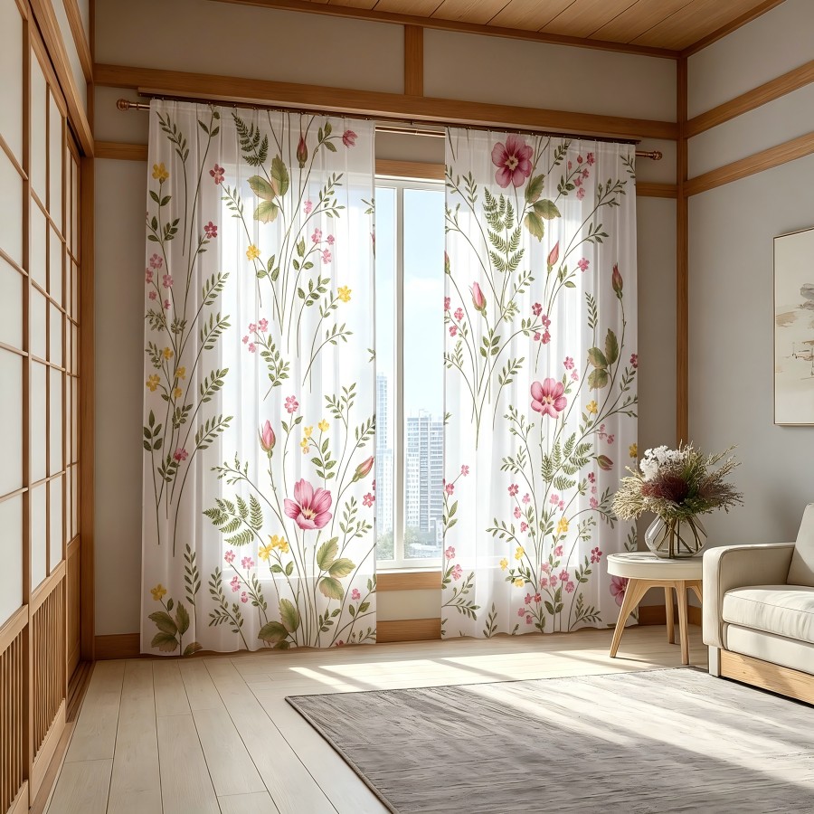 2PCS Digital Print Sheer Curta - Home Decor Yellow review and price