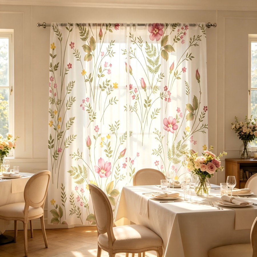 2PCS Digital Print Sheer Curta - Home Decor Yellow review and price