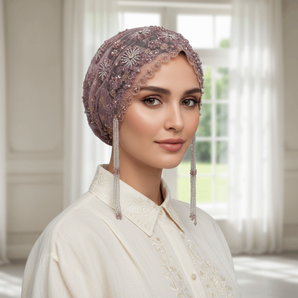 Shiny Beads Turban Hat Long Ta - Home Decor Indonesia review and price