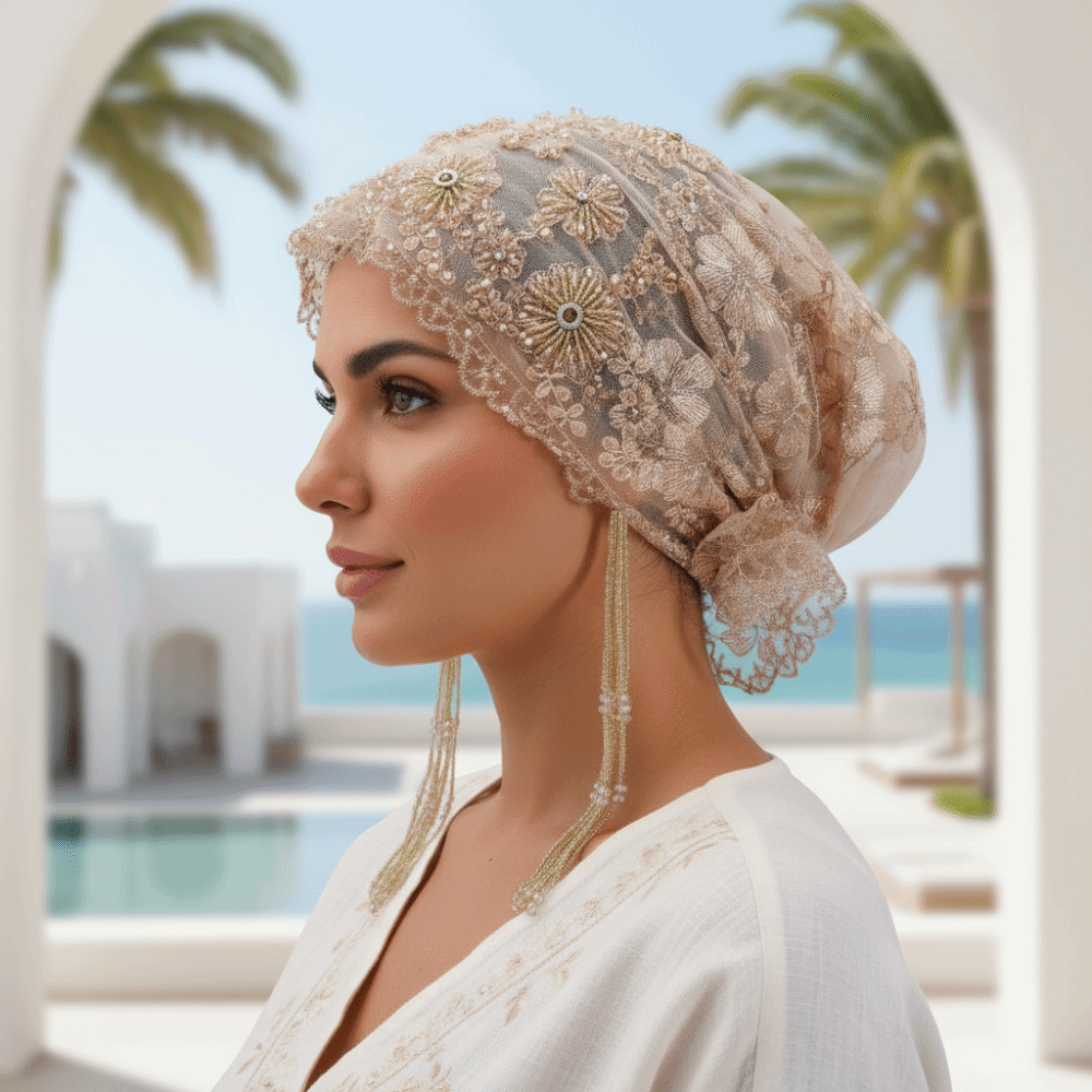 Shiny Beads Turban Hat Long Ta - Home Decor Indonesia review and price