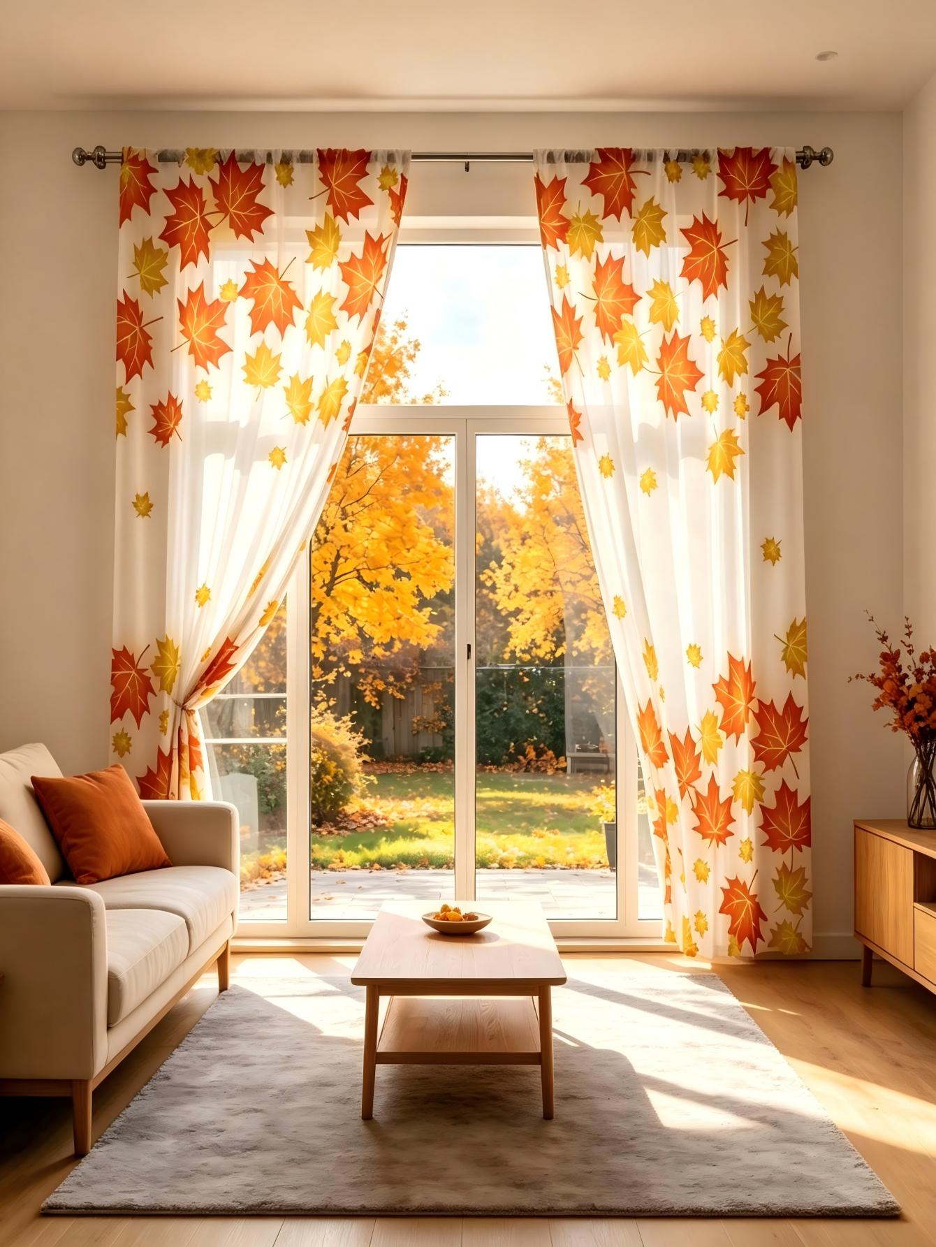 2PCS Digital Print Sheer Curta - Home Decor Yellow review and price