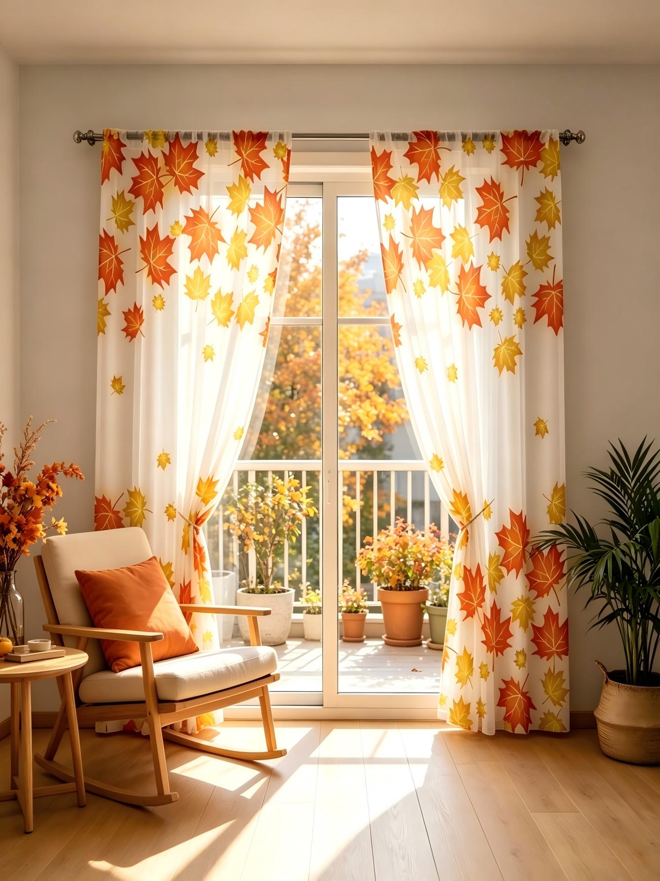 2PCS Digital Print Sheer Curta - Home Decor Yellow review and price
