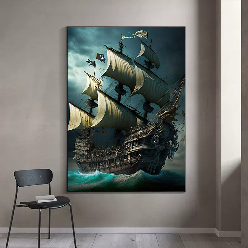 Abstract Pirate Ship Sea Moon  - Home Decor Nautical review and price