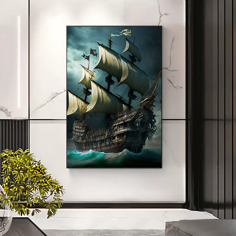 Abstract Pirate Ship Sea Moon  - Home Decor Nautical review and price