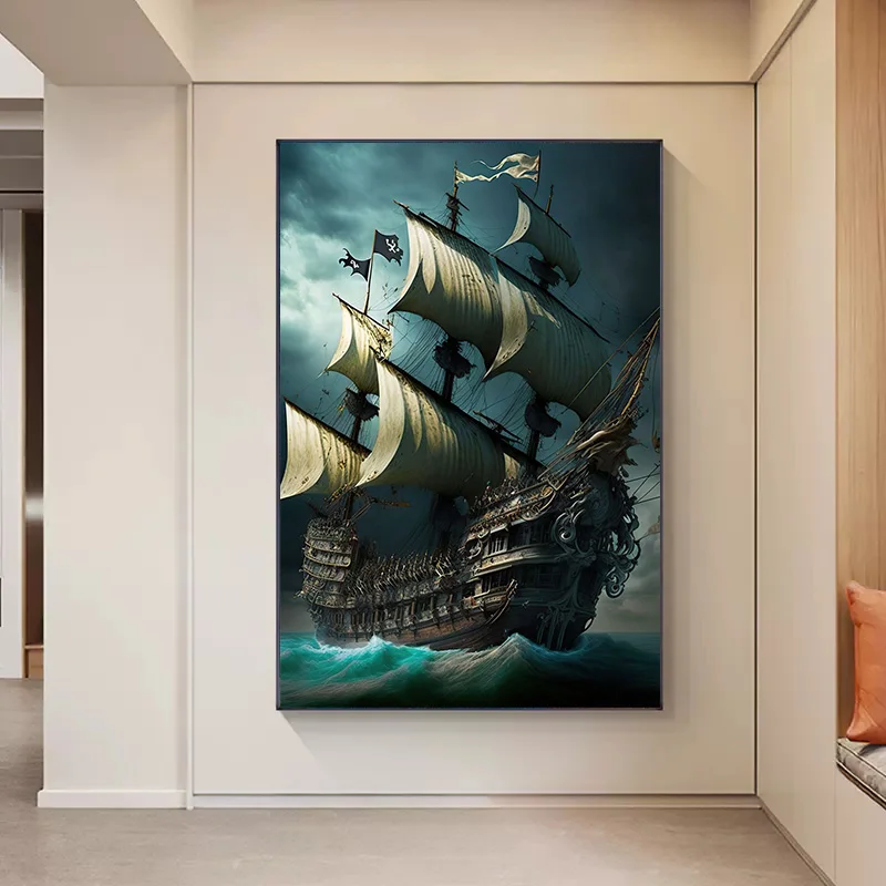 Abstract Pirate Ship Sea Moon  - Home Decor Nautical review and price