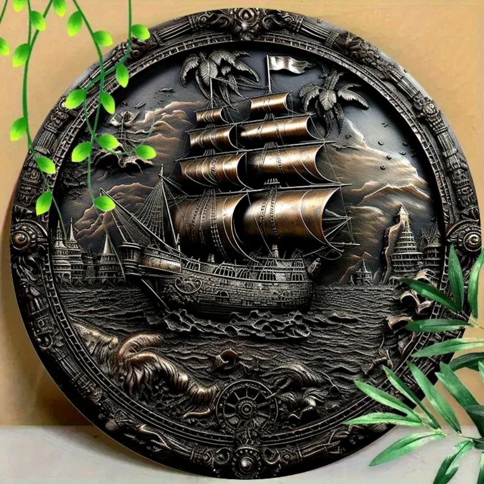 3D Pirate Ship Metal Wall Art: - Home Decor Nautical review and price
