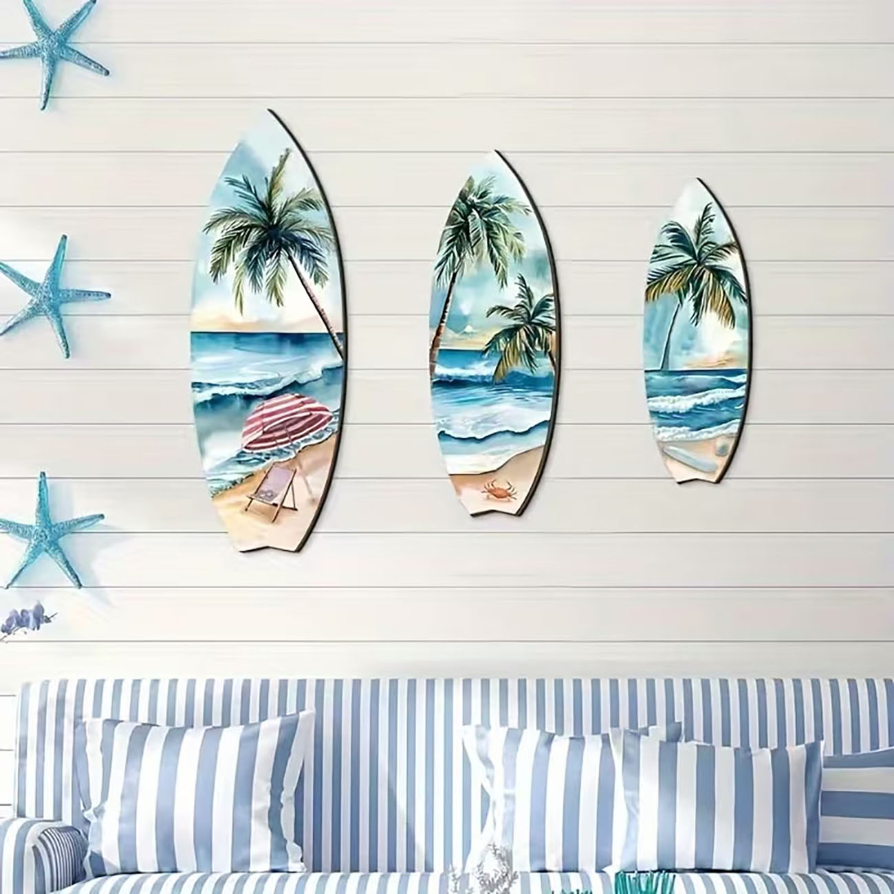 3pcs Ocean View Surfboard Wood - Home Decor Nautical review and price