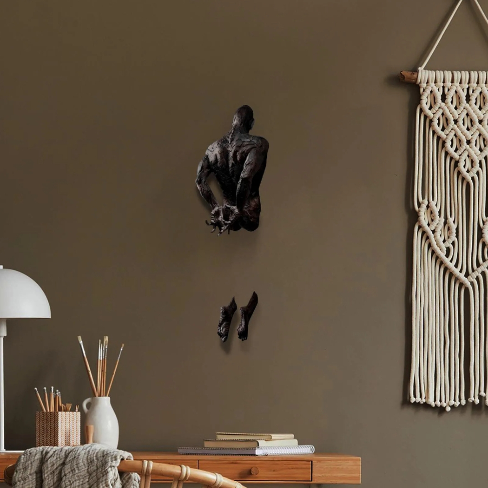 3D Through Wall Figure Sculptu - Abstract Sculpture Resin review and price