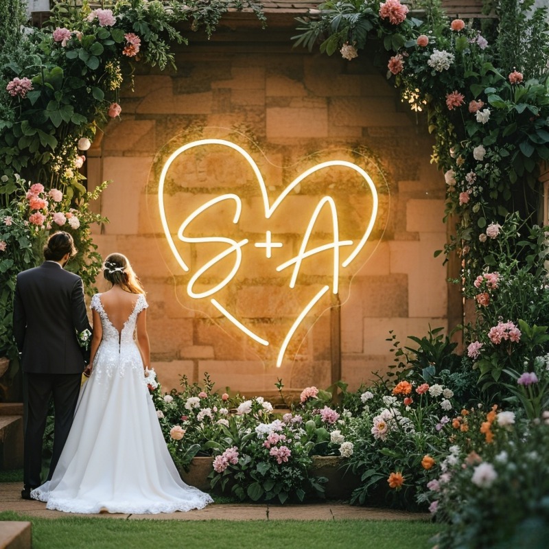 Custom Initials Heart LED Neon - Home Decor Nepal review and price
