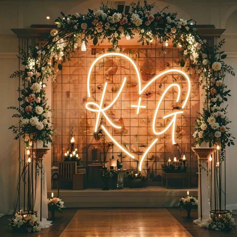 Custom Initials Heart LED Neon - Home Decor Nepal review and price