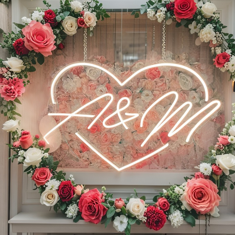 Custom Initials Heart LED Neon - Home Decor Nepal review and price