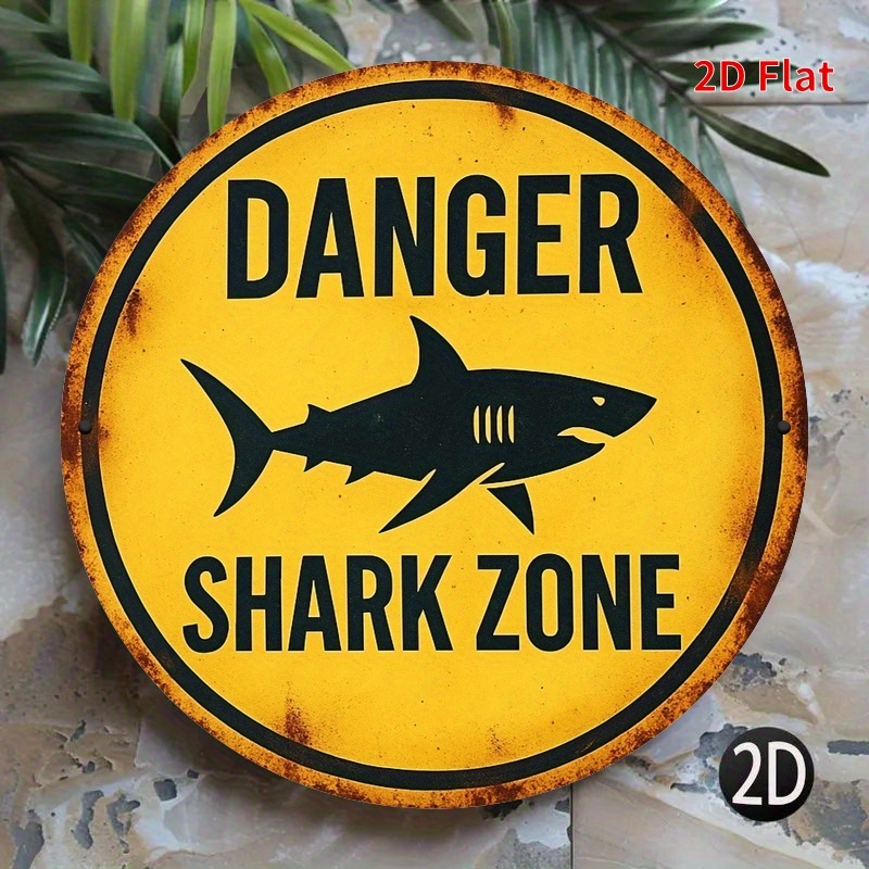 2D Metal Sign Shark Danger Zon - Home Decor Yellow review and price