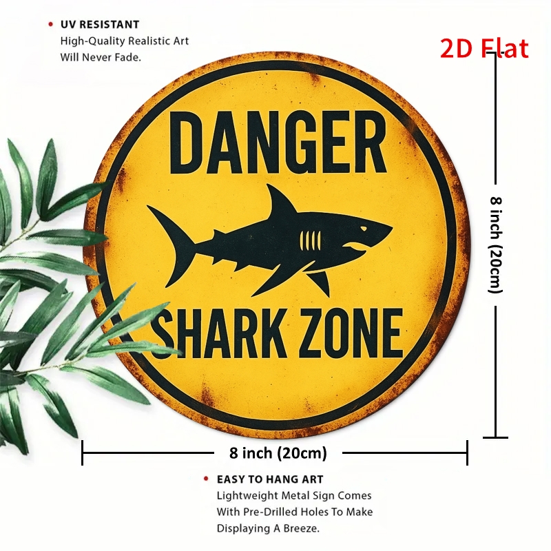 2D Metal Sign Shark Danger Zon - Home Decor Yellow review and price