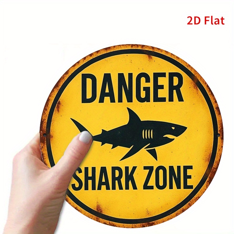 2D Metal Sign Shark Danger Zon - Home Decor Yellow review and price