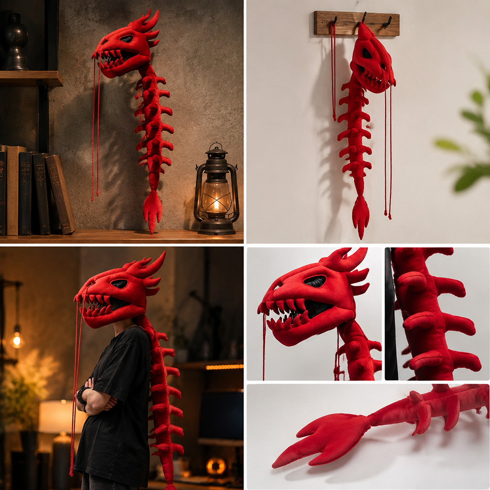 Dragon Skull Spine Plush Hood  - Home Decor Wall Molding review and price