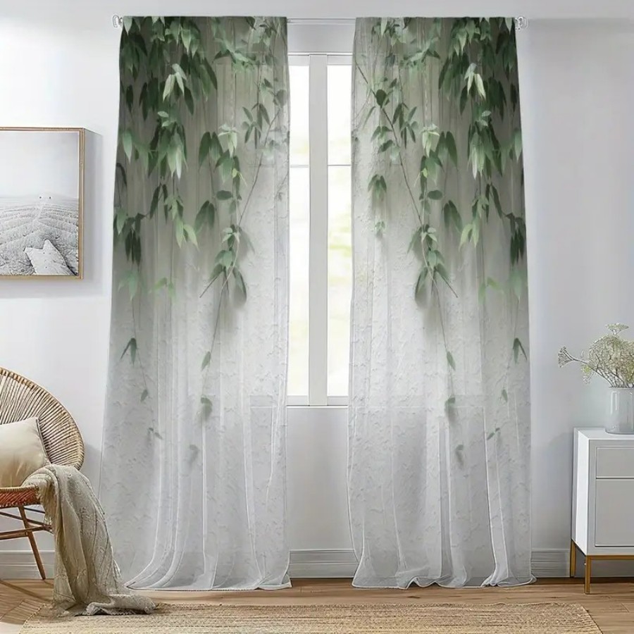2PCS Digital Print Sheer Curta - Home Decor Wall Panels review and price