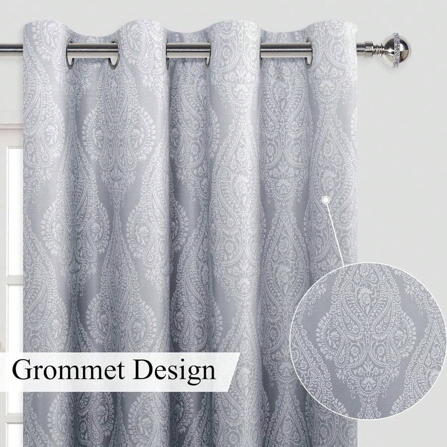 Ombre Blue Damask Pattern Blac - Blackout Curtains review and price