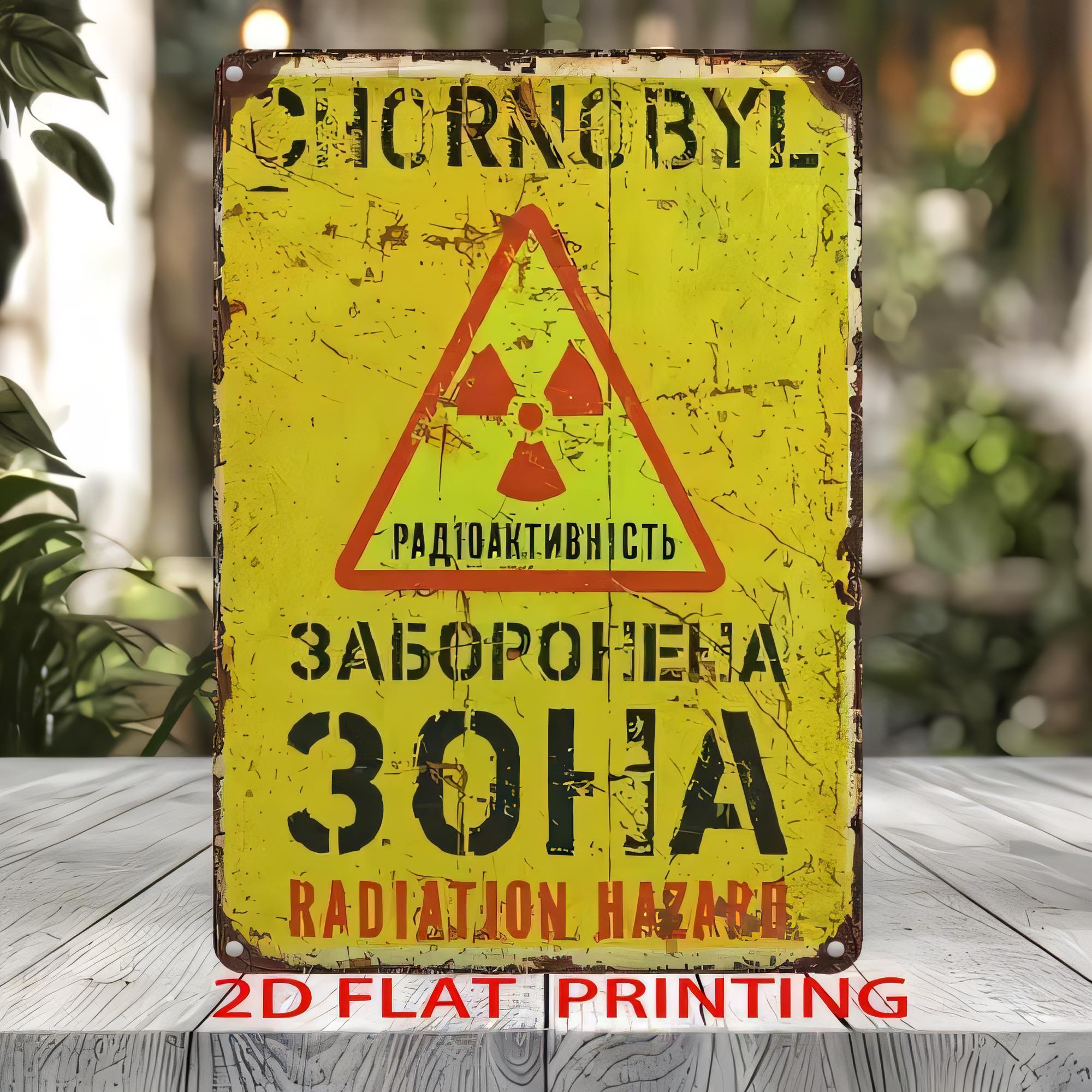 Tin Sign Radiation Hazard Warn - Home Decor Yellow review and price