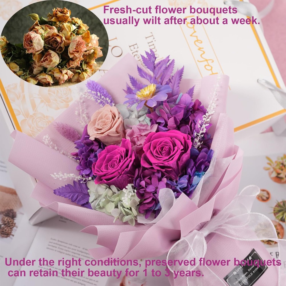 Preserved Purple Rose Bouquets - Home Decor Tulip review and price