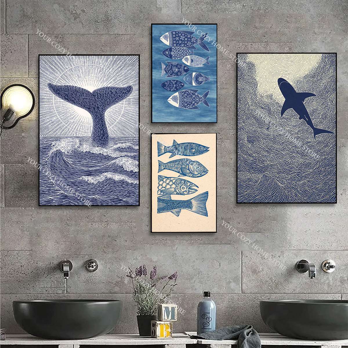 Minimalist Nautical Fish and W - Home Decor Nautical review and price