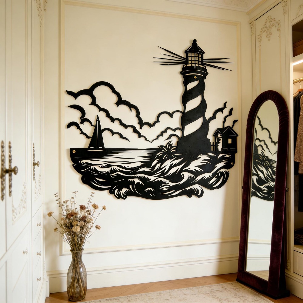 CIFbuy Metal Wall Art Lighthou - Home Decor Nautical review and price